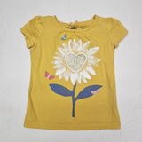 Carters Toddler Girl's Yellow Heart Sunflower Short Sleeve Size 5T Sunflower