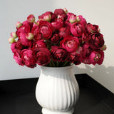 18 Pcs Ranunculus Artificial Flowers Burgundy Mini Faux Ranunculus Flowers Re... Ranunculus