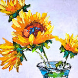 Sunflower Painting Floral Original Art Impasto Flowers Oil Painting Still Life Sunflower