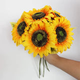 5/10pcs Artificial Sunflowers Bouquet Fake Flowers Decoration For Outdoor Garden Sunflower