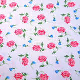 Red Blue Peone Print Cotton Flannel Fabric 45" By Yard Floral Blanket Fabric Flowering Plants