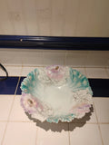 RS Prussia Germany Porcelain Serving Bowl Carnation Mold C. 1900 10 1/4