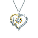 1ct Moissanite Sunflower Necklace 925 Sterling Silver Pendant w/CZ for Women Sunflower