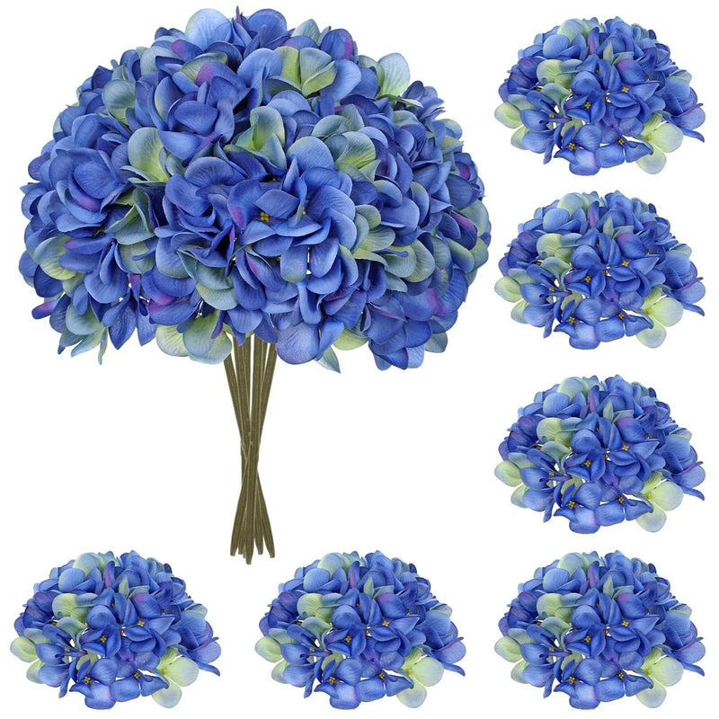 6 Pcs Blue Hydrangea Artificial Flowers Heads with Stems Silk Faux Hydrangea ... Hydrangea
