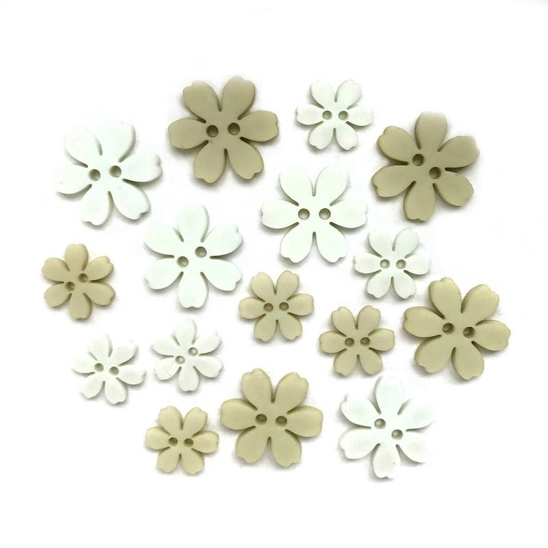 Lily FLP109 - White Flower Buttons Galore Embellishments - Craft Sewing Scrap Lily