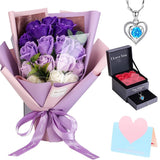 Roses Bouquet Artificial Flower - Preserved Red Rose Flowers with Love Neckla... Sunflower