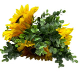 Artificial Sunflower Bouquet Eucalyptus Greenery 16" Faux Floral Arrangement Sunflower