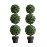 momoplant (2 Pack Artificial Topiary Ball Tree -Triple Ball Boxwood- 37Inchs ... Green Plant