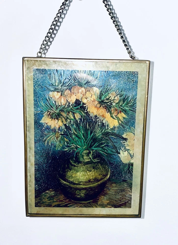 Vincent Van Gogh Sunflowers Framed Hanging Art Glass Suncatcher Wall Hang Art Sunflower