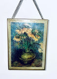 Vincent Van Gogh Sunflowers Framed Hanging Art Glass Suncatcher Wall Hang Art Sunflower
