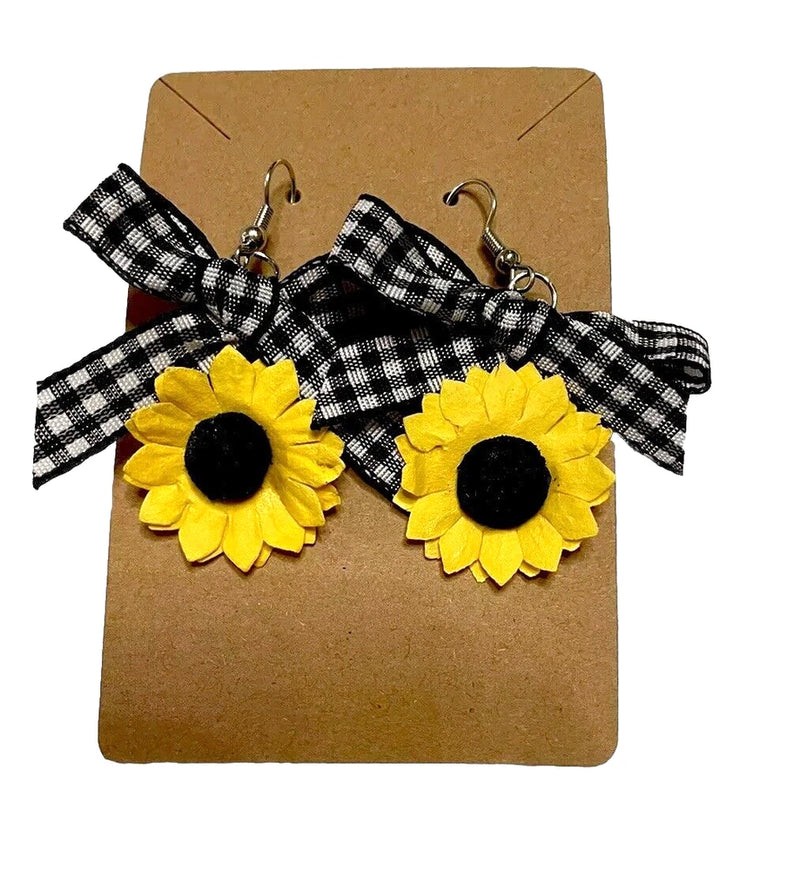 New Cute & Fun Handmade Sunflower Dangle Earrings - Lightweight Sunflower
