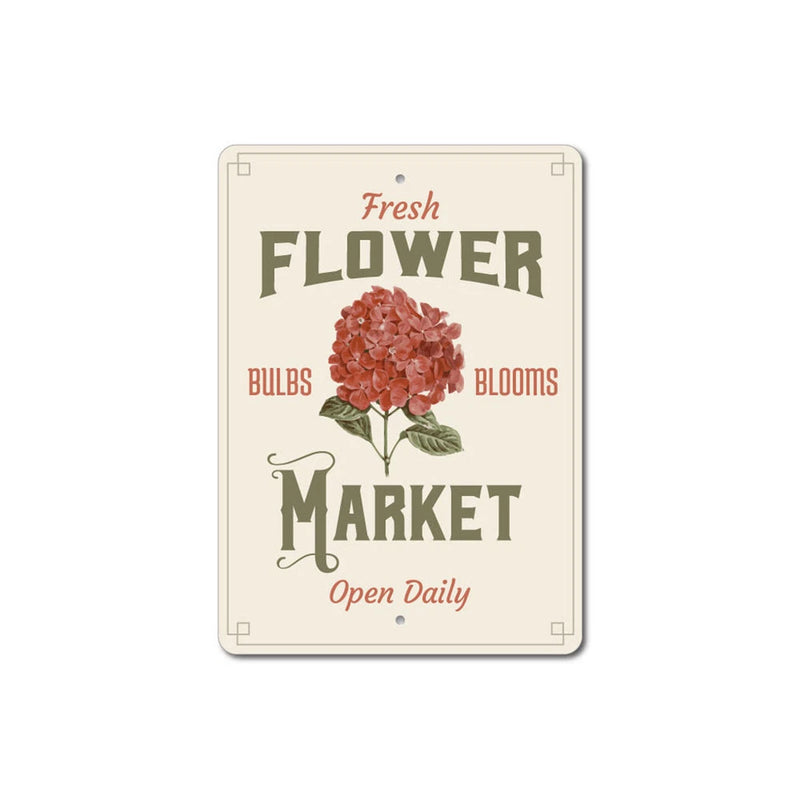 Flower Market Sign, Hydrangea Sign, Flower Lover Metal Wall Decor - Aluminum Hydrangea