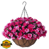INXUGAO Double Rose Artificial Hydrangea Hanging Flower Basket Hydrangea
