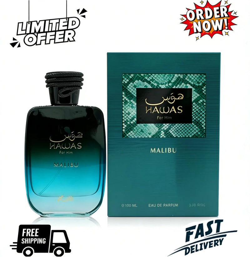 Rasasi Hawas For Him Malibu EDP 100ml 3.4oz Long Lasting Fresh Marine Men Perfum EDP