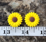 2 pc. Silicone Focal Bead, Beadable food grade Sunflower yellow brown Sunflower