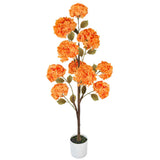 Artificial Hydrangea Tree, Fall Tree for Outdoor Indoor Porch Entryway, Orang... Hydrangea