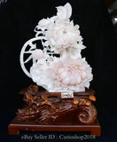 19.6" Chinese Natural Pink Xiu Jade Carving Peony Flower Ò____Ó Sculpture Peony
