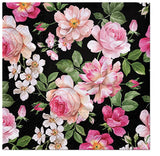 ROSES GLORY ON BLACK 20pcs Floral Paper Napkins Pink Roses Peonies Decoupage Roses