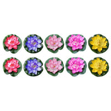 10PCS Floating Flowers for Fountain Artificial Pond Plants Artificial Lily Pads Flowering Plants