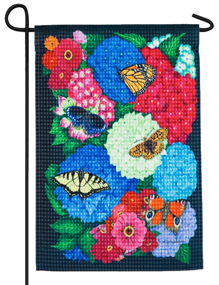 Hydrangea Happiness Waffle Fabric Garden Flag Hydrangea