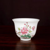 2.5" Chinese Famille Rose Porcelain Peony Flower Cup Peony
