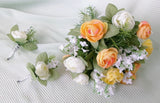 Wedding bouquet ranunculus artificial white yellow light orange men's corsages Ranunculus