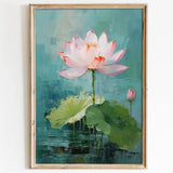Pink Lotus Flower Poster Lotus Painting Abstract Lotus Wall Art Summer Flower... Lily