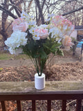 Mix cream/ pink hydrangeas /roses & green leaves 2 Bouquets Silk Faux 21Ó Hydrangea