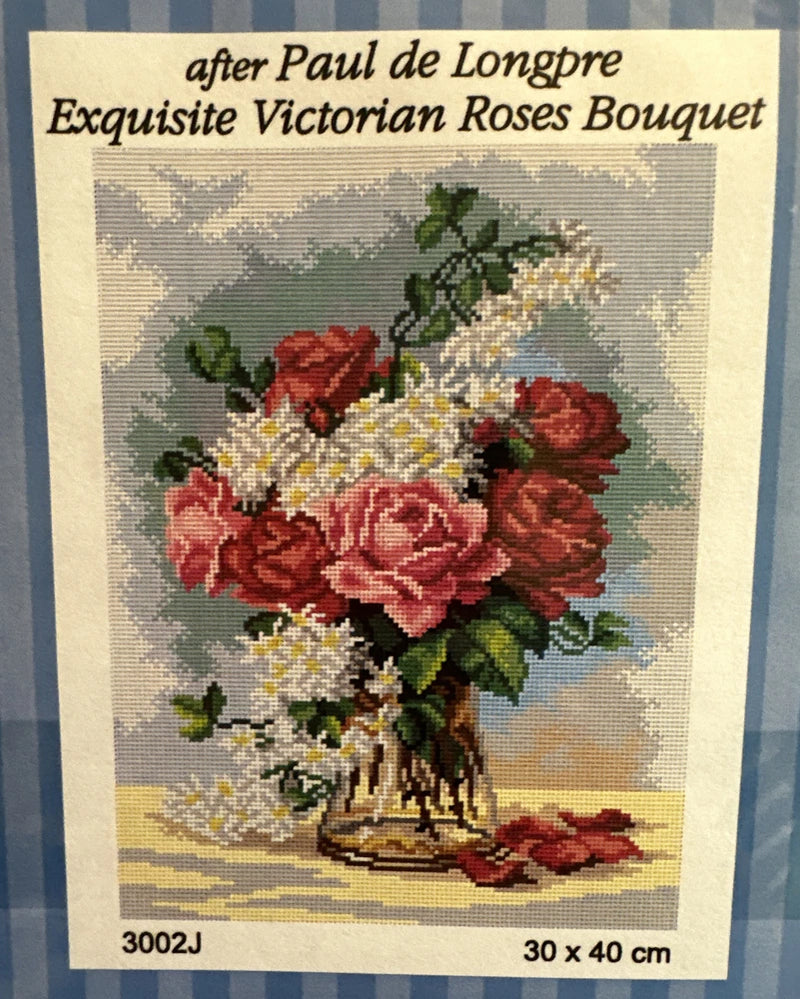 Printed needlepoint Tapestry Gobelin 30x40 cm  Orchidea Victorian Roses Bouquet Bouquet