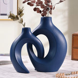 Blue Ceramic Vase for Modern Home Decor Matte Snuggle for Pampas Grass Blue Gift Pampas Grass