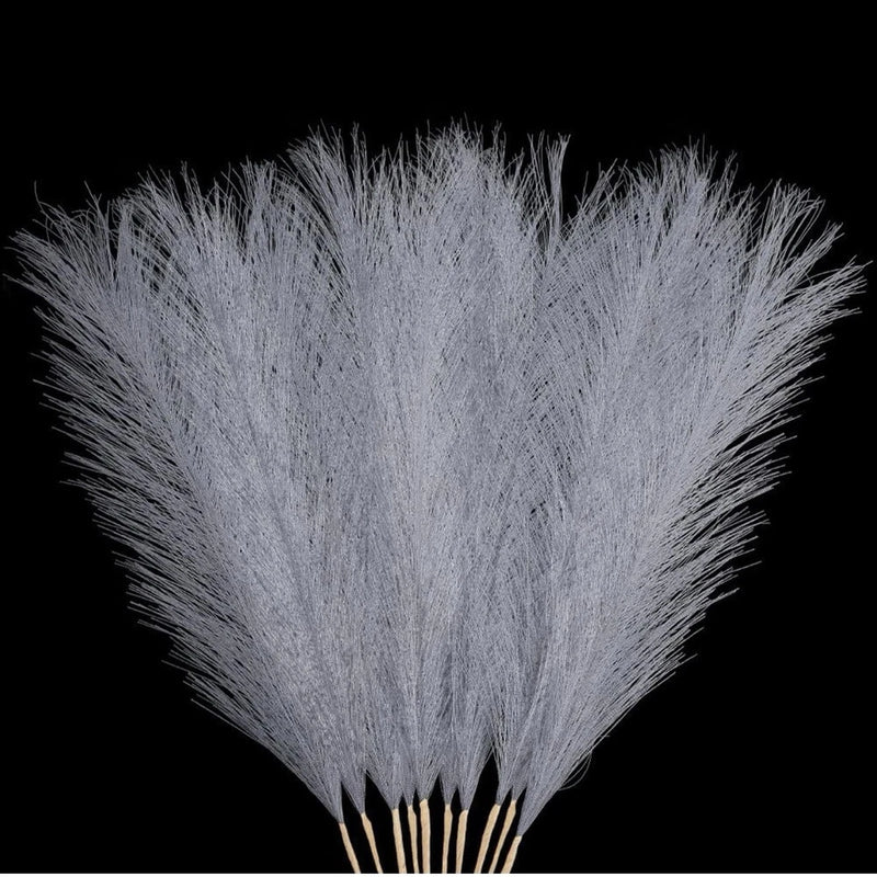 10 Pcs Faux Pampas Grass Gray Pampas Grass Decor Short Artificial Flufly Pampas Grass