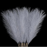 10 Pcs Faux Pampas Grass Gray Pampas Grass Decor Short Artificial Flufly Pampas Grass