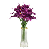 20pcs Artificial Calla Lily Fake Silk Flowers for Home Decor, Gradient Purple Lily
