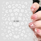 Nail Art Stickers Transfers Decals White Spring Flowers Fern Daisy Daisies J1863 Daisies