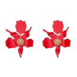 LeleSadoughi Fashion Charm Red Round Crystal Lily Flower Earstuds Lily