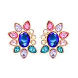 Multi-Color Crystal Rhinestone Flower Sunflower Stud Earrings Sunflower