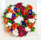 Everyday Wreath, Summer Wreath, Farmhouse Wreath, Rose Wreath for Front Door Hydrangea