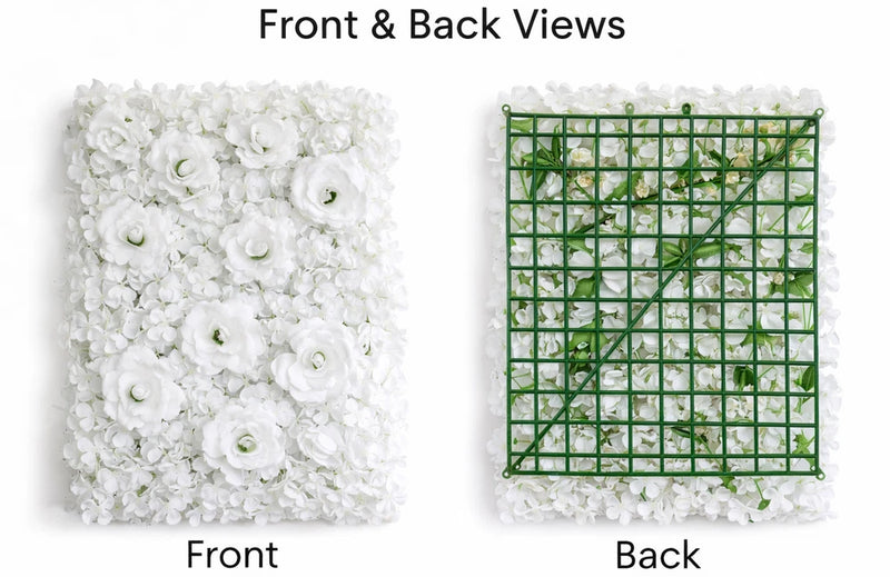 Pack of 4 Silk Roses Hydrangeas Flower Wall Backdrop Panel White Wedding Party Hydrangea