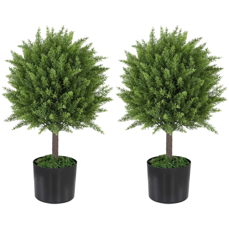 2 Pack Faux Cedar Topiary Trees Potted Indoor Outdoor DŽcor Green Plant