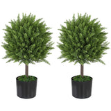 2 Pack Faux Cedar Topiary Trees Potted Indoor Outdoor DŽcor Green Plant