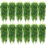 12 Pcs Artificial Hanging Plants 32 Inch Hanging Boston Ferns Plastic Fake Plant Green Plant