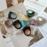 Geometric Square Round Ring Resin Big Finger Rings Punk Women Party Jewelry _ Roses