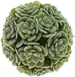 Artificial green topiary ball with dense succulent-like foliage, round shape