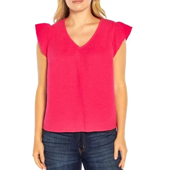 THREE DOTS DOUBLE GAUZE TOP FUCHSIA ASST SIZES ALT5092S BRAND NEW Roses