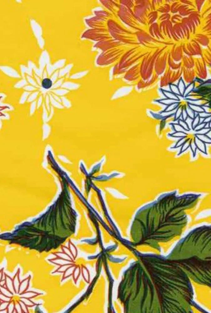 Oilcloth Fabric Classic Mums Yellow Pattern Sold in Yard or Bolt Flowering Plants