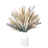 120 PCS Dried Pampas Grass Decoration, Pampas Grass with Preserved Eucalyptus Le Pampas Grass