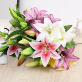 3D Lily Artificial Flowers Real Touch White Wedding Home Decor Branch Pro... Lily