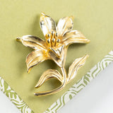Vintage Gold Tone Metal Flower Amaryllis or Lily 2