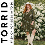 Torrid Olive Green Hydrangea Floral Boho Gauze Tunic Mini Dress, Large, NWT! Hydrangea