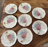 LENOX Butterfly Meadow Hydrangea 9Ó Lunch Plates - Set of 8 EUC Hydrangea
